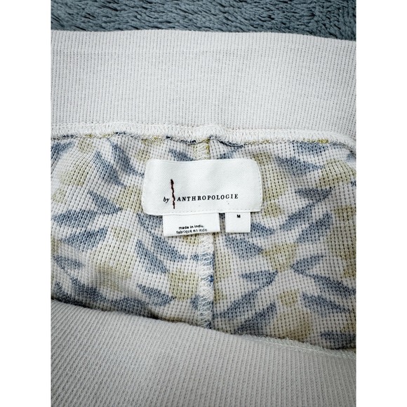Anthropologie Waffle Knit Thermal Jogger Lounge Pajama Pants Yellow Blue Size M - Picture 6 of 7